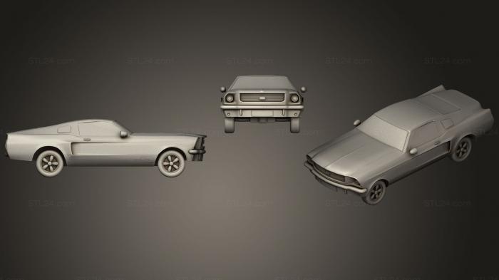 Автомобили и транспорт (Ford mustang 1968, CARS_0389) 3D модель для ЧПУ станка